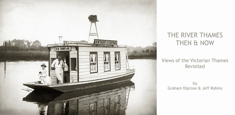 Click on the image of the Victorian photographer to see the book and exhibition of ‘The Thames Revisited …in the footsteps of Henry Taunt’; photograph c.1886, Henry Taunt & lady and their houseboat, reproduced by permission of Oxfordshire County Council OCL3