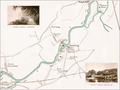 Map: Caversham to Sonning & Shiplake, digitised by Graham Diprose & Jeff Robins, copyright Graham Diprose & Jeff Robins