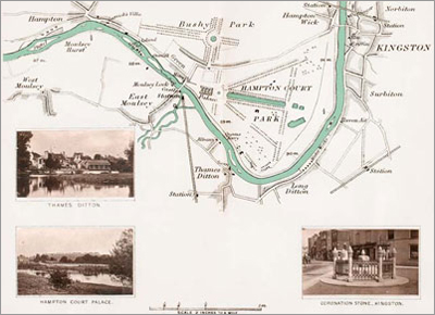 Map: Sunbury to Moulsey, Thames Ditton & Kingston, digitised by Graham Diprose & Jeff Robins, copyright Graham Diprose & Jeff Robins