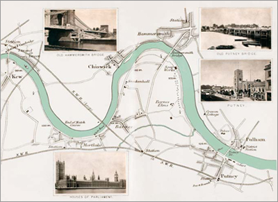 Map: Kew Bridge to Strand-on-the-Green, Chiswick and Putney, digitised by Graham Diprose & Jeff Robins, copyright Graham Diprose & Jeff Robins